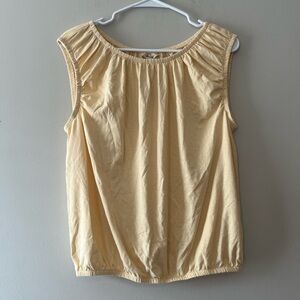 Madewell Boatneck Bubble Tee Broght Chamois Yellow Cap Sleeve Tee Size M